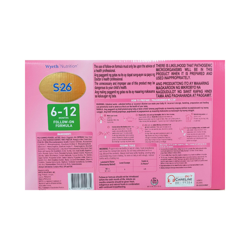 S-26 Two Follow-On Formula 6-12 Months 2.4kg