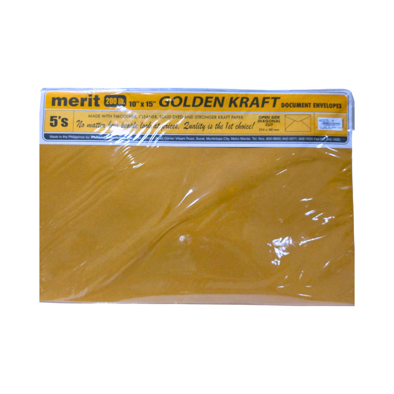 Merit Golden Kraft Document Envelope 5in1 200lb 10x15 Long