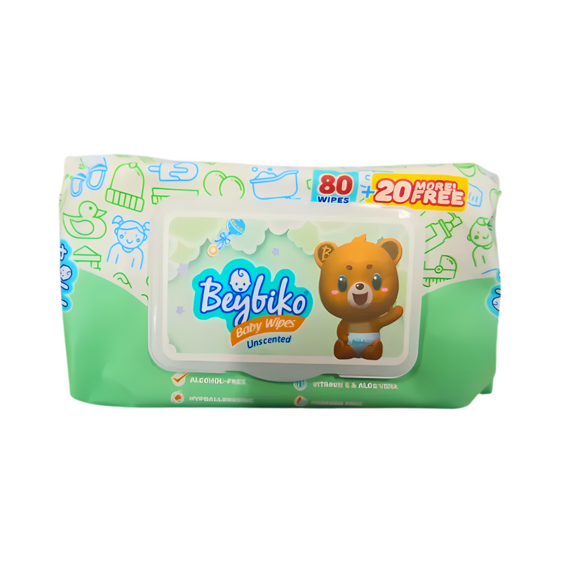 Beybiko Baby Wipes Unscented 80's + 20 Sheets