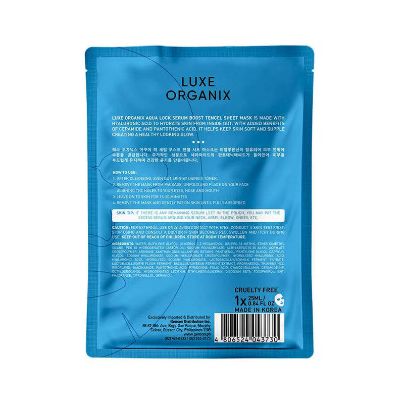 Luxe Organix Aqua Lock Serum Boost Sheet Mask 25ml