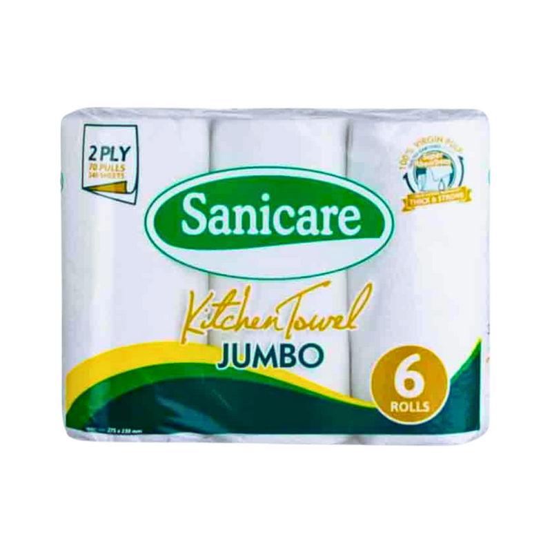 Sanicare Kitchen Towel Jumbo 2Ply 70 Pulls 6 Rolls