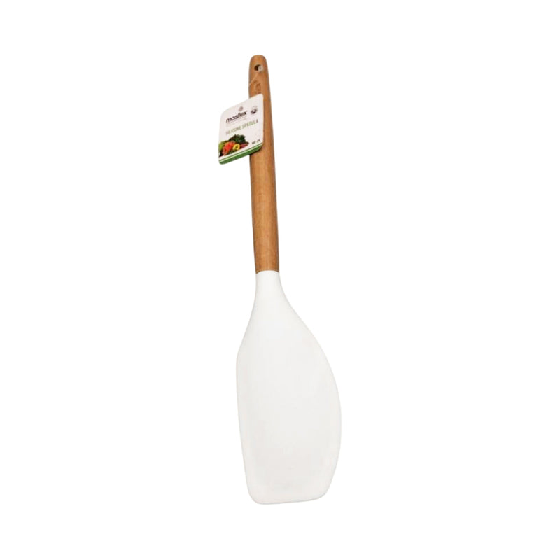 Masflex Sherbet Silicone Spatula Wooden Handle White