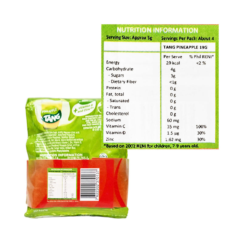 Tang Powdered Juice Pineapple 19g x 5's + 1