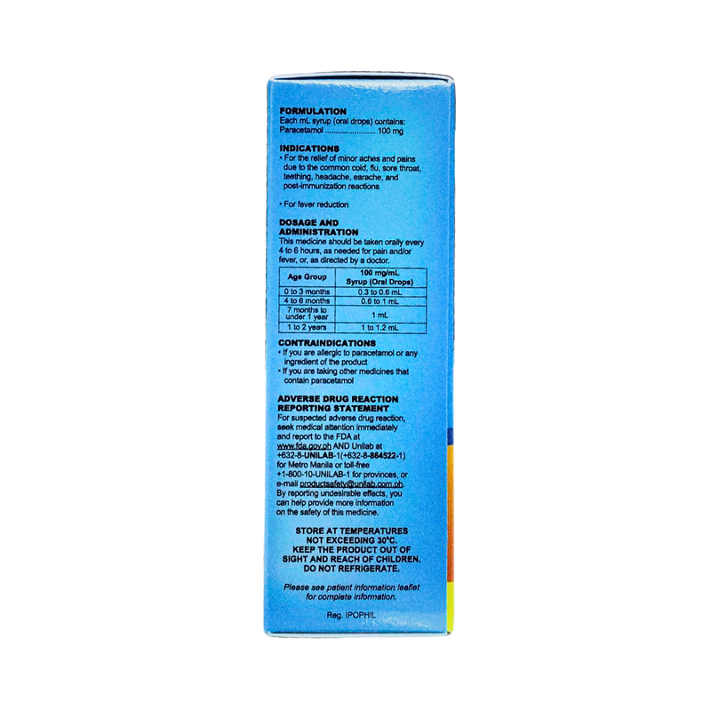Biogesic Paracetamol 100mg/ml Orange Syrup Oral Drops 15ml
