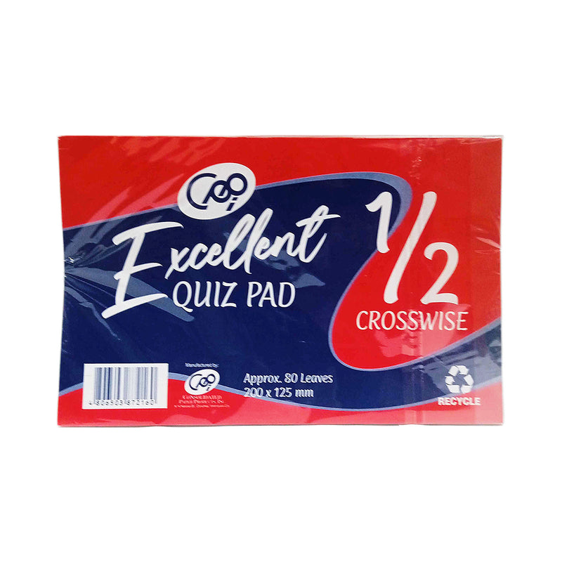 Excellent Quiz Pad 1/2 Crosswise 80 Leaves