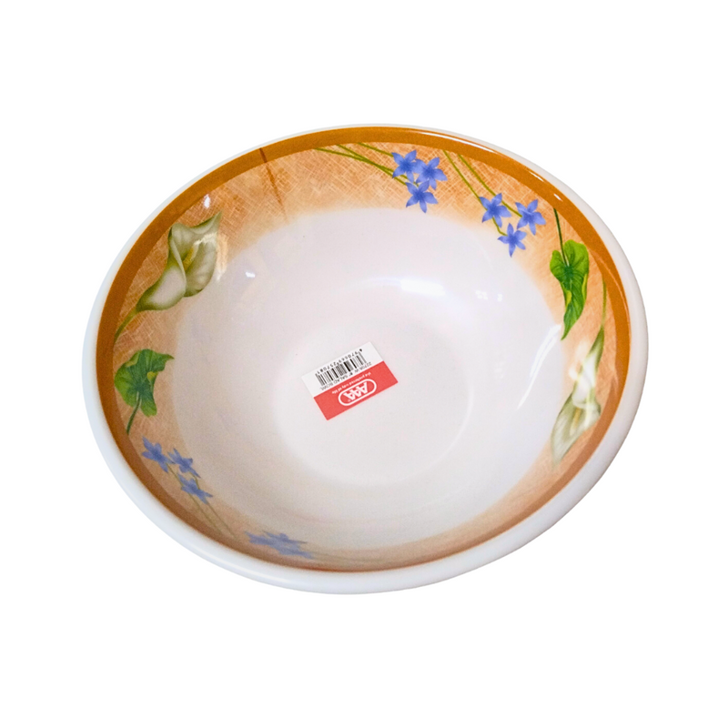 AAA Round Bowl White/Brown 8in