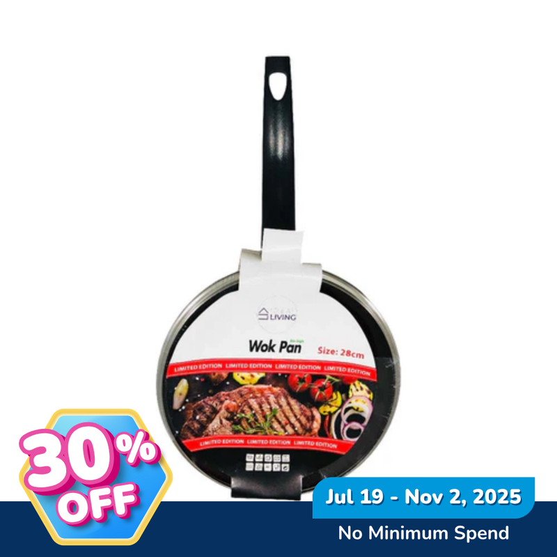 Ideal Living Wok Pan With Glass Lid 28cm