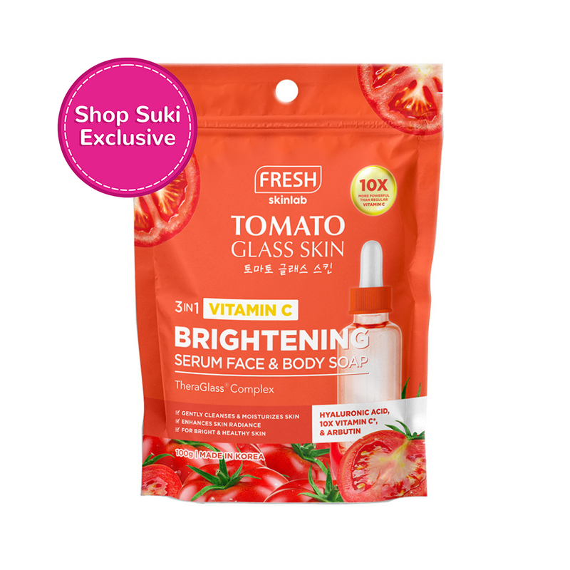 Fresh Skinlab Tomato Glass Skin 3 In 1 Vitamin C Brightening Serum Face And Body Soap 100g