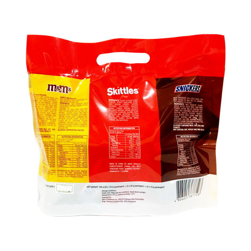 M&M's Skittles And Snickers Variety Pack 186g