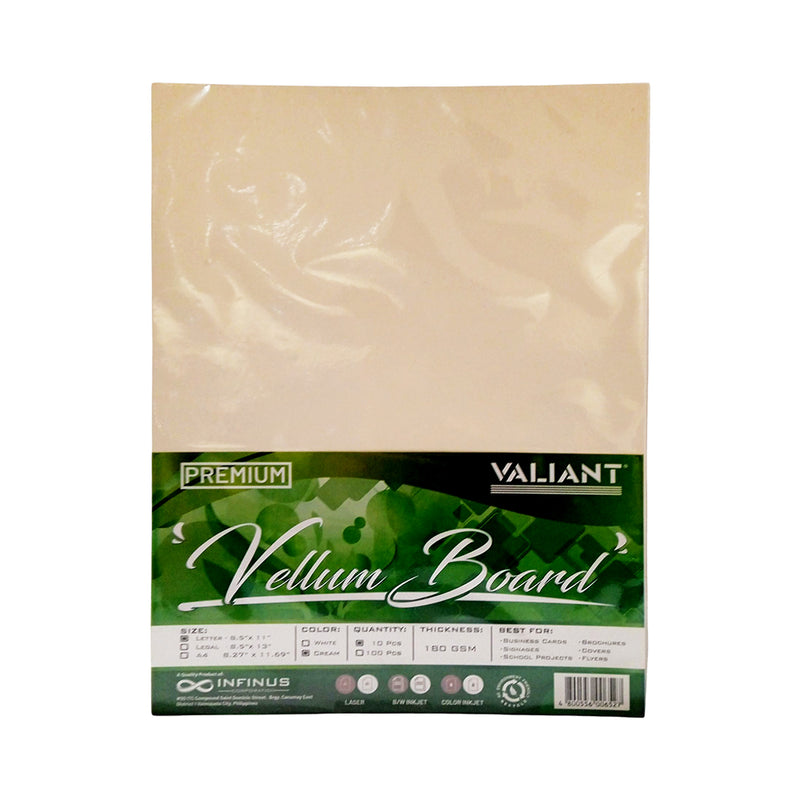 Valiant Vellum Board Cream Short 180gsm 10's