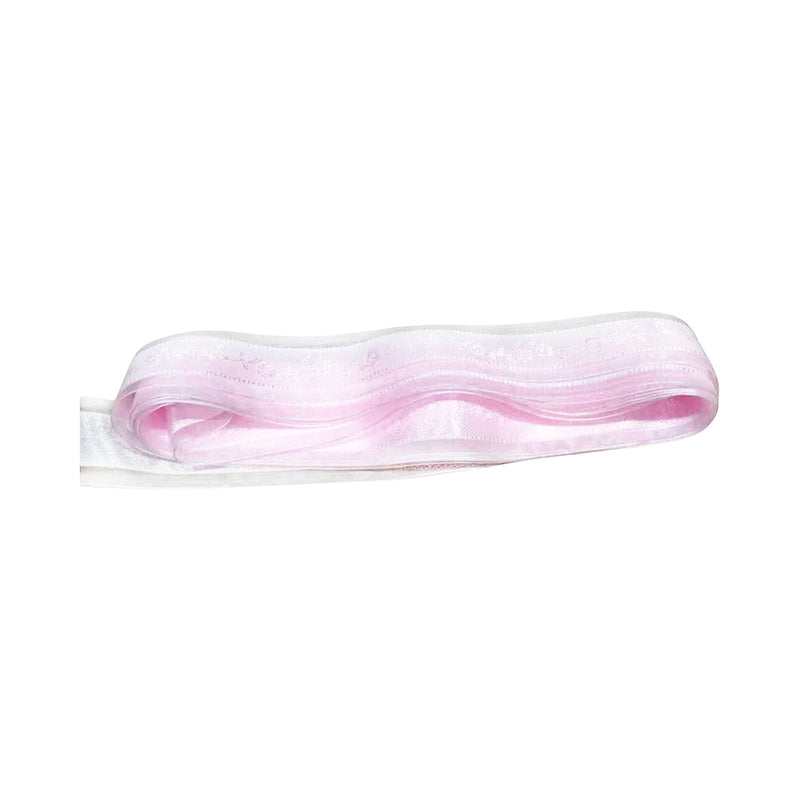 Ribbon Baby Pink With Printed Flower 1 1\2in