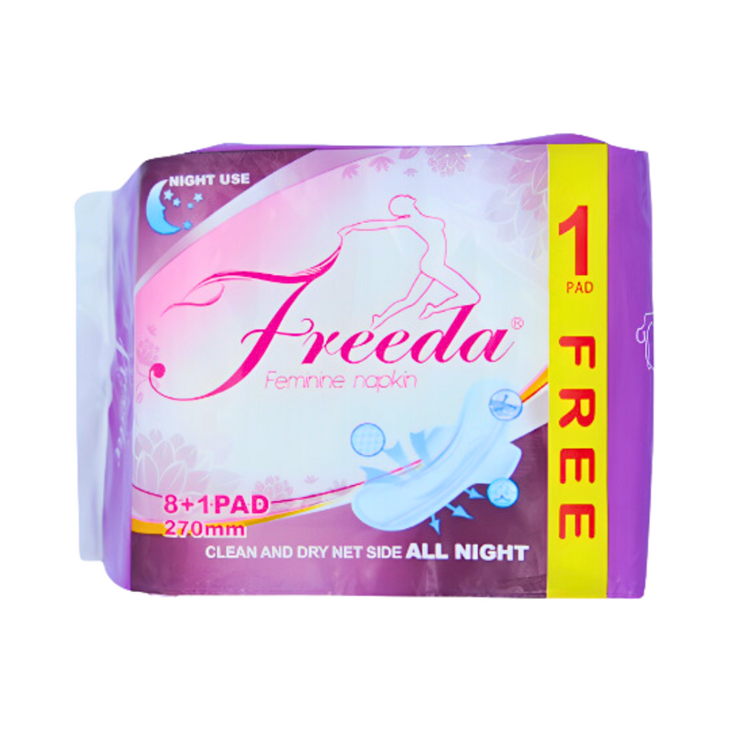 Freeda Napkin Clean And Dry Net Side Night Use With Wings 8's + 2pads