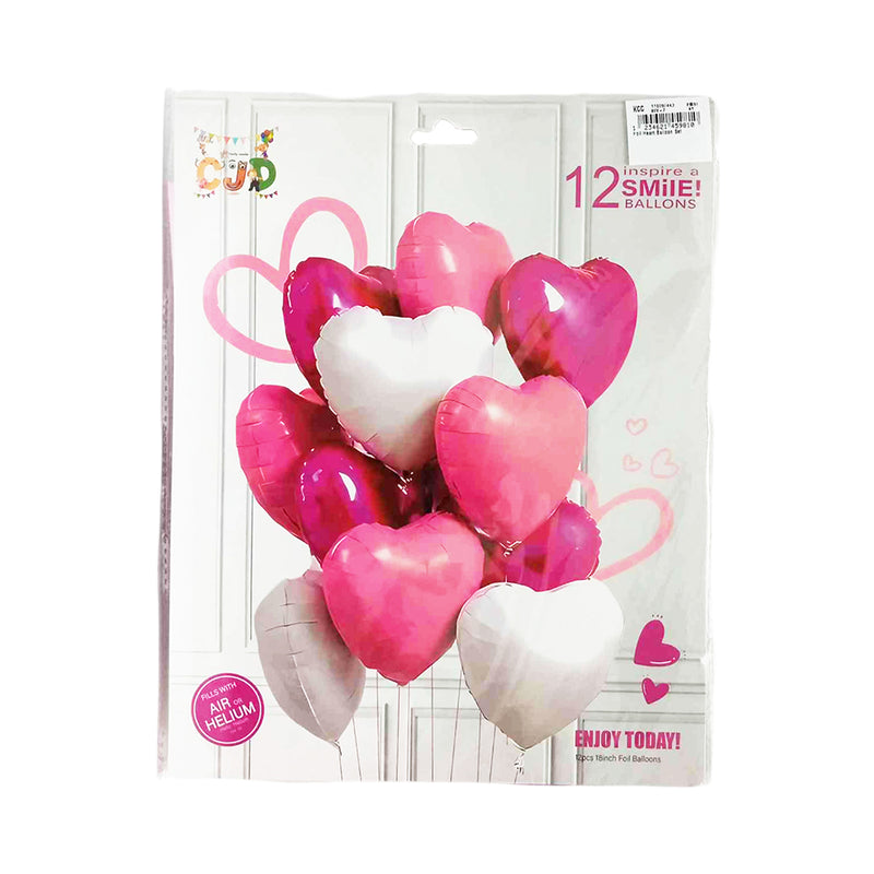 CJD Foil Heart Balloon Set 12's