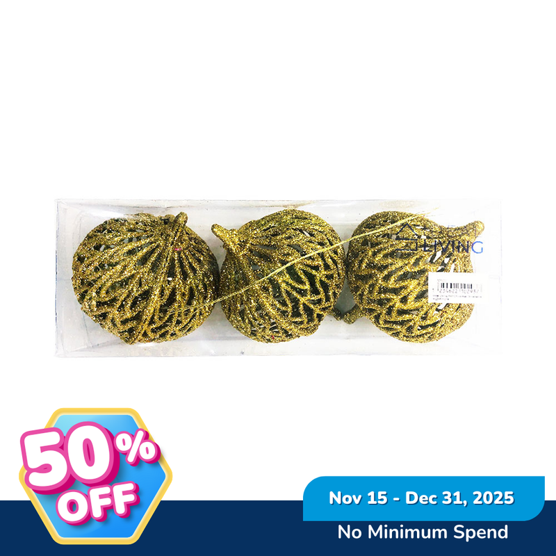 Ideal Living Glitter Ball Christmas Ornaments 3's