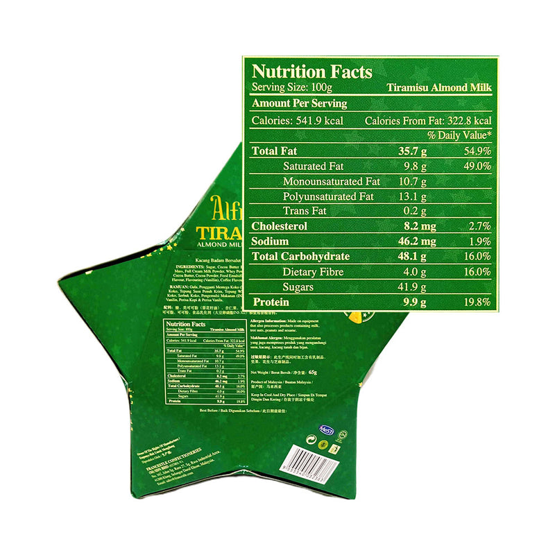 Alfredo Tiramisu Almond Milk Chocolate With Cream Cheese 65g