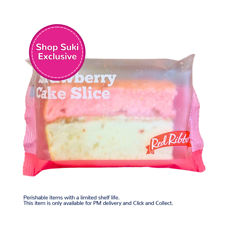 Red Ribbon Strawberry Cake Slice Single
