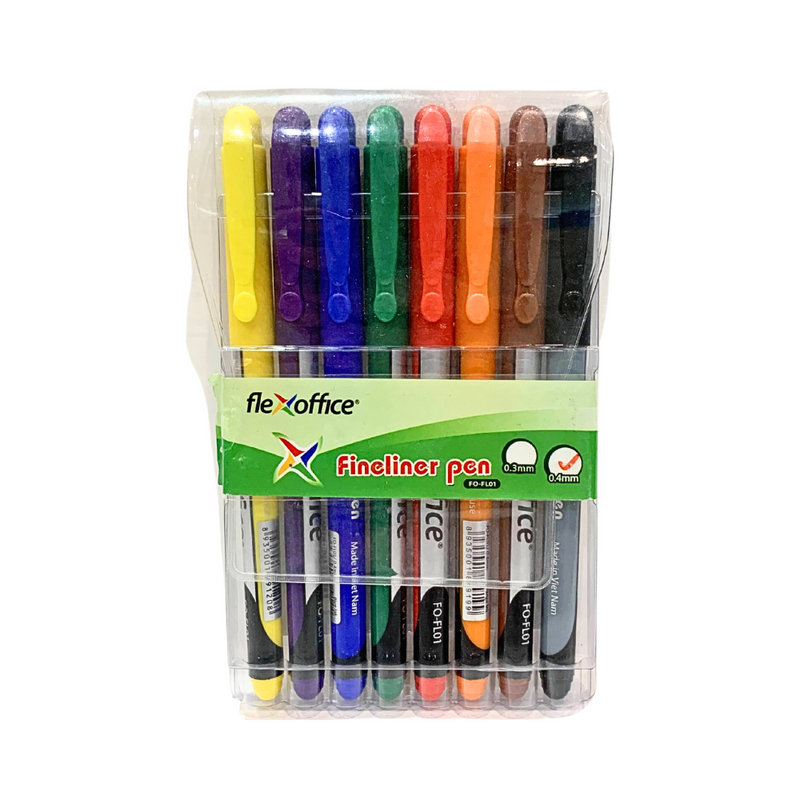 Flex Office Fineliner Pens Assorted 0.4mm 8 In 1