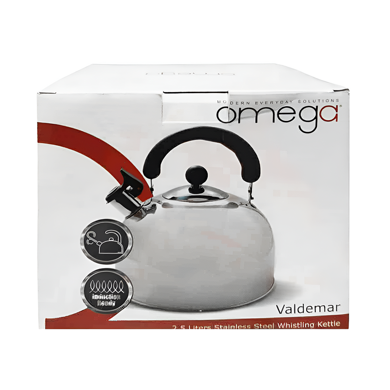 Omega Stainless Steel Whistling Kettle 2.5L