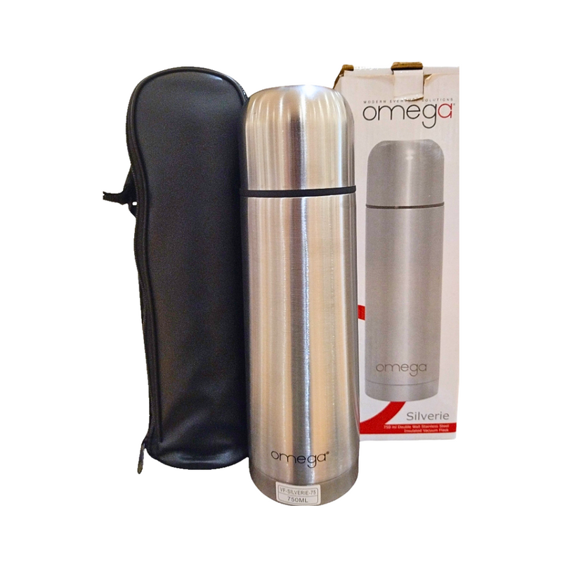 Omega Stainless Steel Vacuum Flask With Leather Jacket 750ml