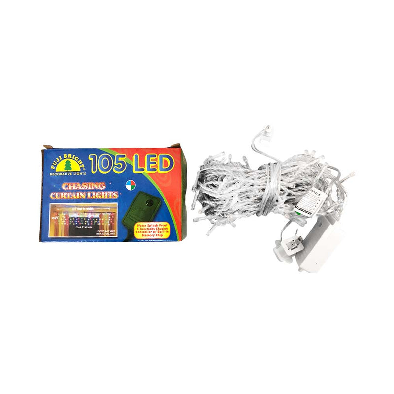 Fuji Bright 105 LED Christmas Light Chasing Curtain Light Clear Wire S105-C