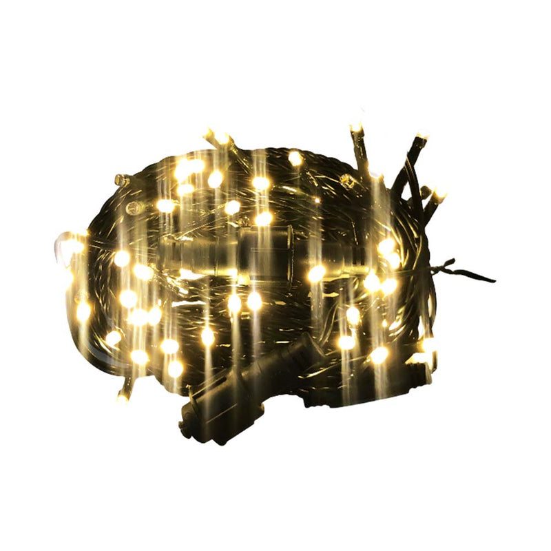 Fuji Bright 100 LED Steady String Light With 10 Strobes & End Connector Green Wire Warm White 8.5m
