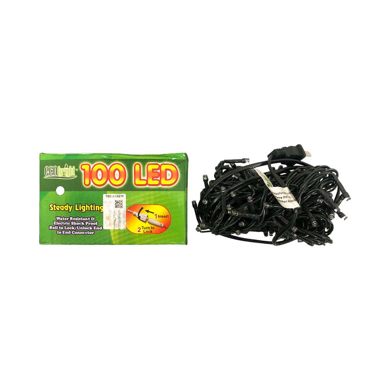 Eco Bright 100 Led Steady String Light With End Connector 7m