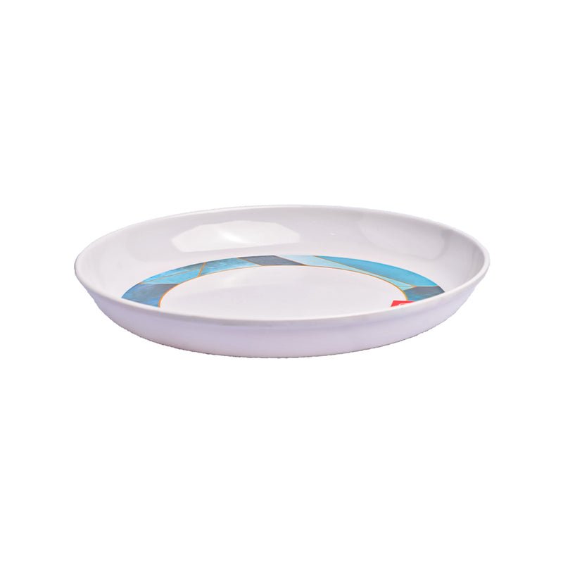 AAA Round Plate White/Blue 10in