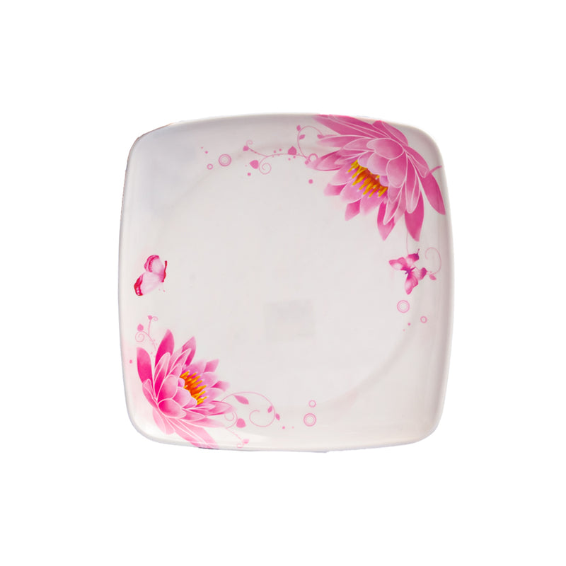 AAA Square Plate White/Pink 8.5in