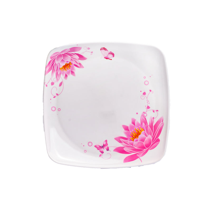 AAA Square Plate White/Pink 9.5"