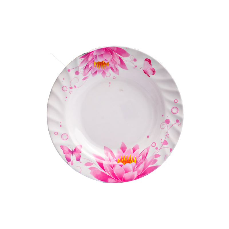 AAA Soup Plate White/Pink 9"