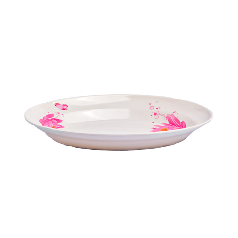 AAA Oval Plate White/Pink 9"