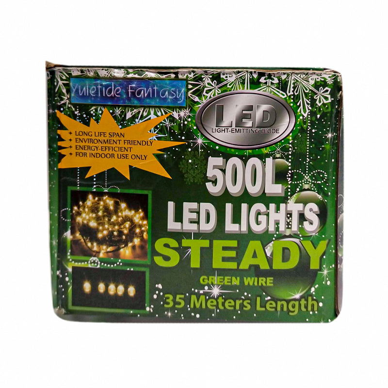 500L LED Steady Lights Green Wire Warm White 35m