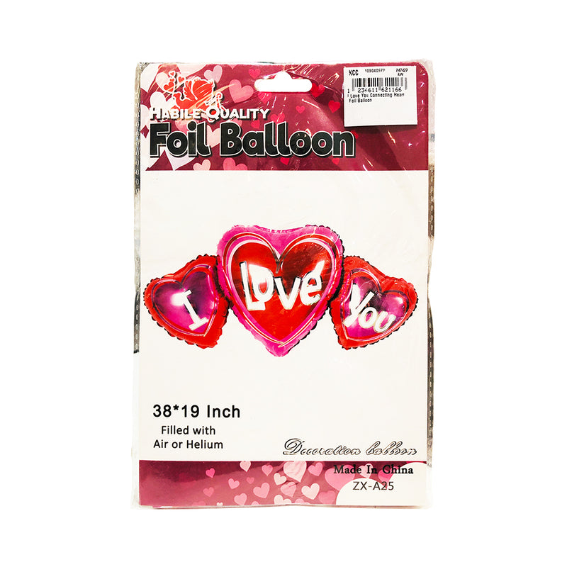 I Love You Connecting Heart Foil Balloon 38 x 19in