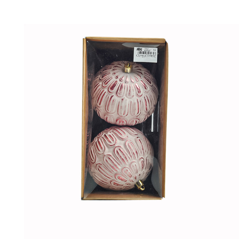 Emboss Christmas Balls 2 in 1 Pink 10cm