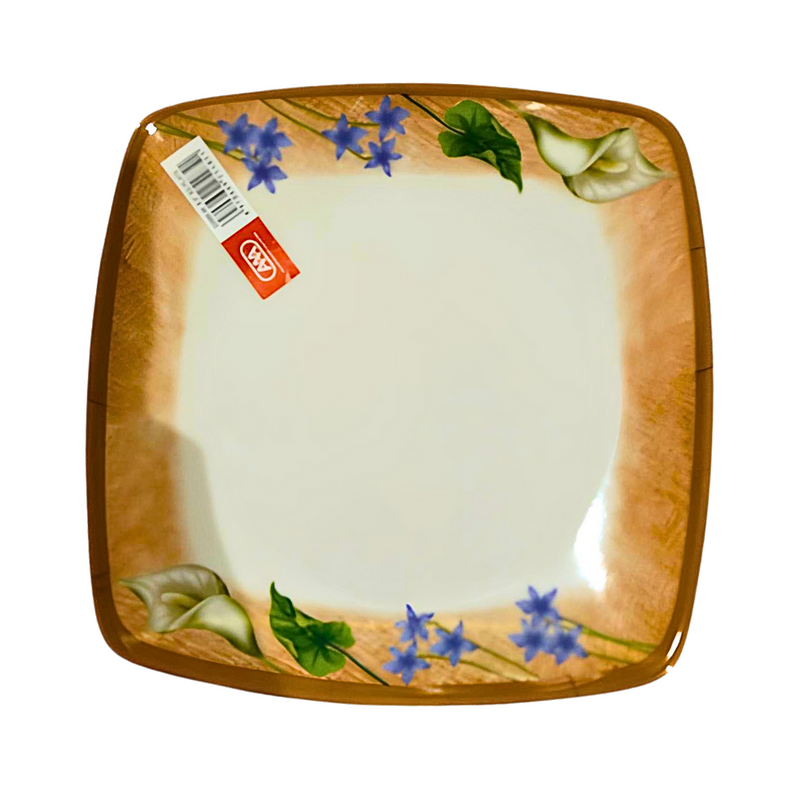 AAA Square Plate White Brown 8.5in