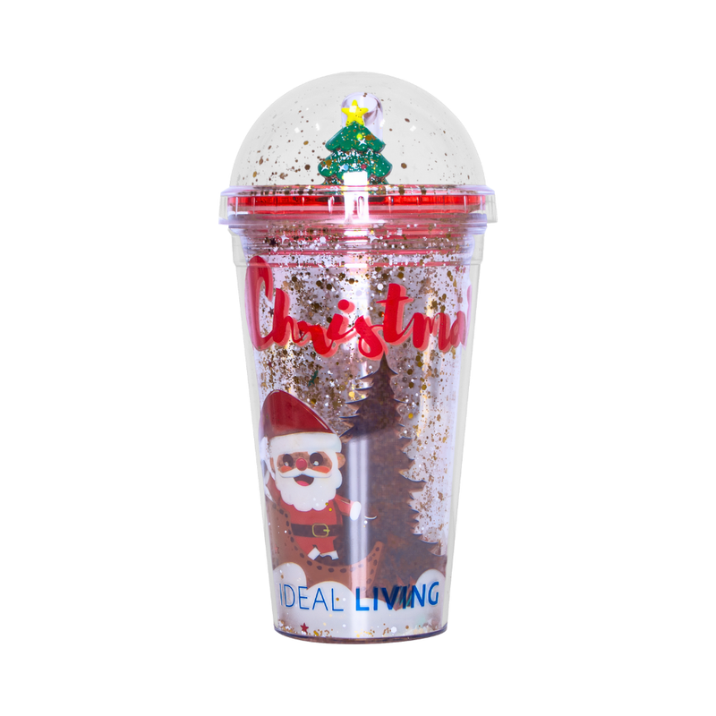 Ideal Living Christmas Tumbler With Straw Assorted Color