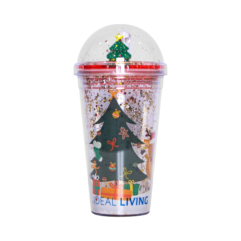 Ideal Living Christmas Tumbler With Straw Assorted Color