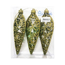 Ideal Living Glitter Cone Christmas Ornaments 3's