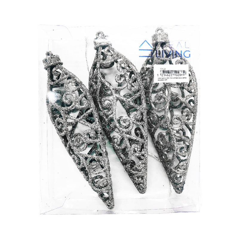 Ideal Living Glitter Cone Christmas Ornaments 3's