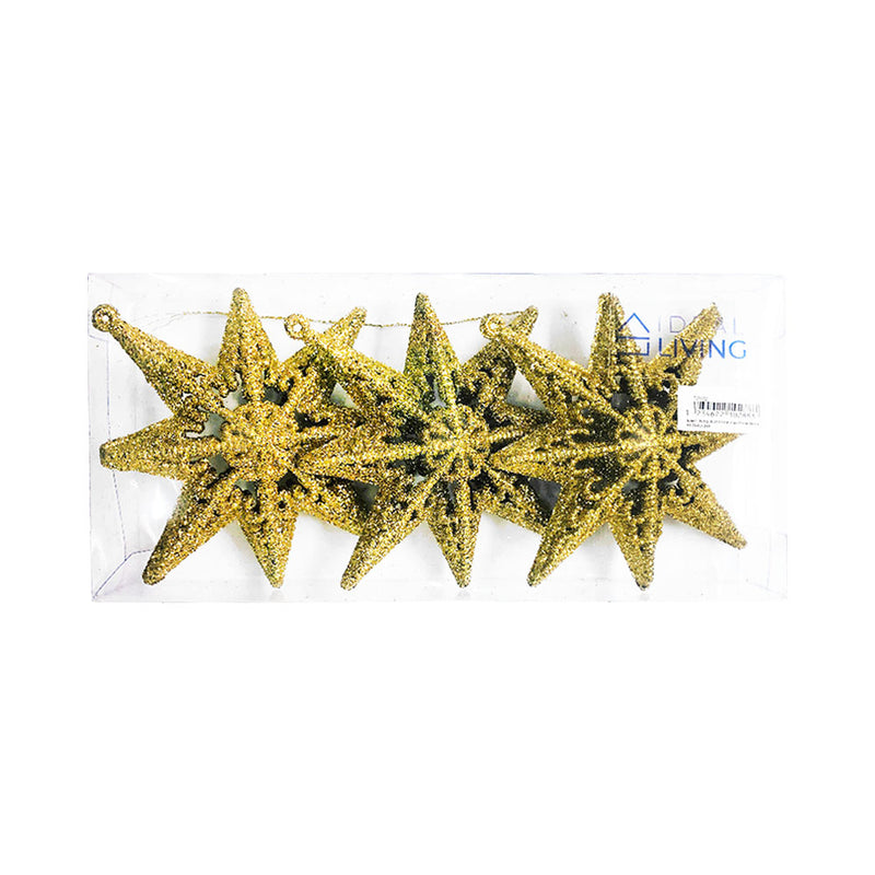 Ideal Living Glitter Star Christmas Ornaments 3's