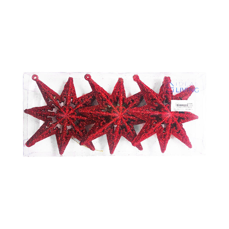 Ideal Living Glitter Star Christmas Ornaments 3's