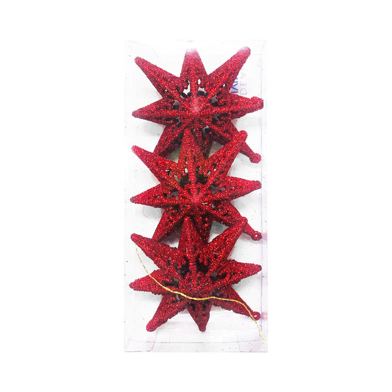 Ideal Living Glitter Star Christmas Ornaments 3's