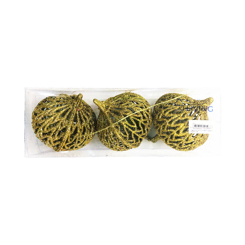 Ideal Living Glitter Ball Christmas Ornaments 3's