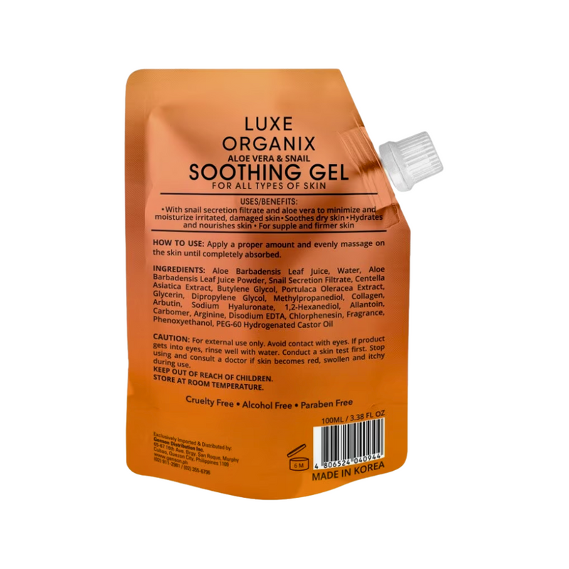 Luxe Organix Aloe Vera & Snail Soothing Sachet Gel 100ml