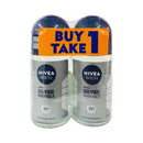 Nivea Deo For Men Silver Protect Roll On 50ml x 2's