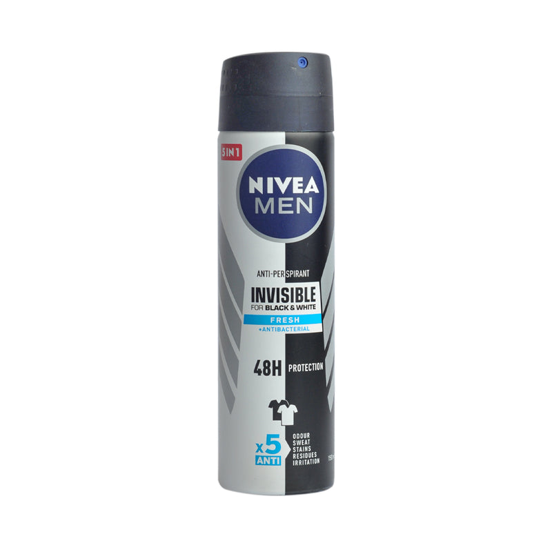 Nivea For Men Invisible Black And White Fresh Deodorant Spray 150ml