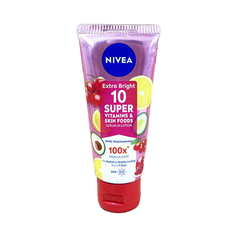 Nivea Extra Bright 10 Super Vitamins & Skin Foods Body Serum Lotion SPF 15 320ml