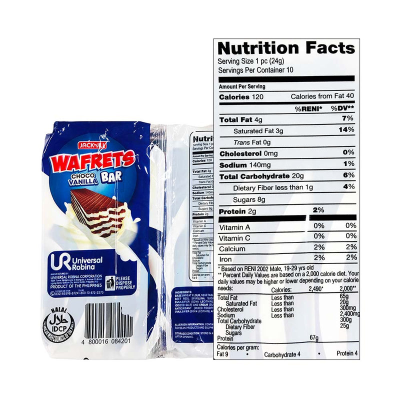 Jack 'n Jill Wafrets Choco Vanilla Brix 24g x 10's