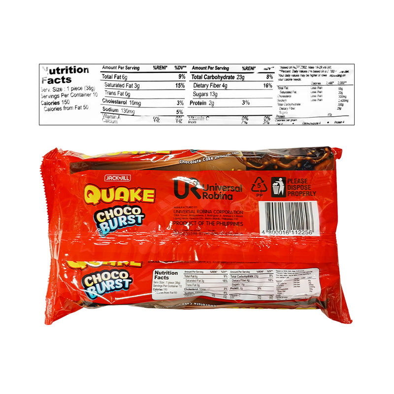 Quake Choco Jack 'n Jill Quake Bars Chocolate 38g x 10's