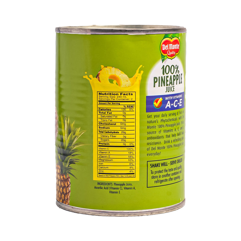 Del Monte 100% Pineapple Juice Unsweetened With Vitamins Ace 530ml